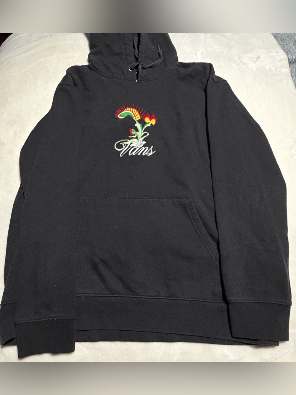 Vans Black Hoodie with Multicolor Floral Embroidery
